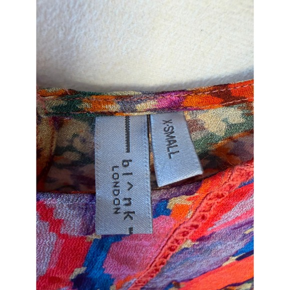 Blank London Viscose Boho Print Long Sleeve Peasant Blouse XS - Picture 5 of 8